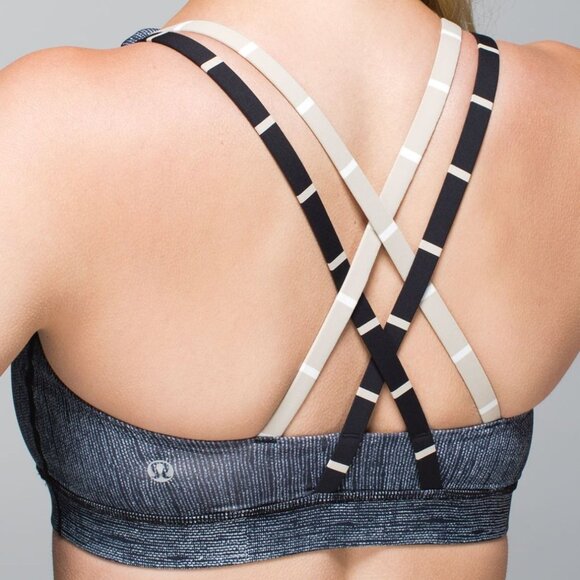 lululemon athletica Other - Lululemon Energy Bra Burlap Texture Black Dune / Cayman Stripe Black Mojave 10